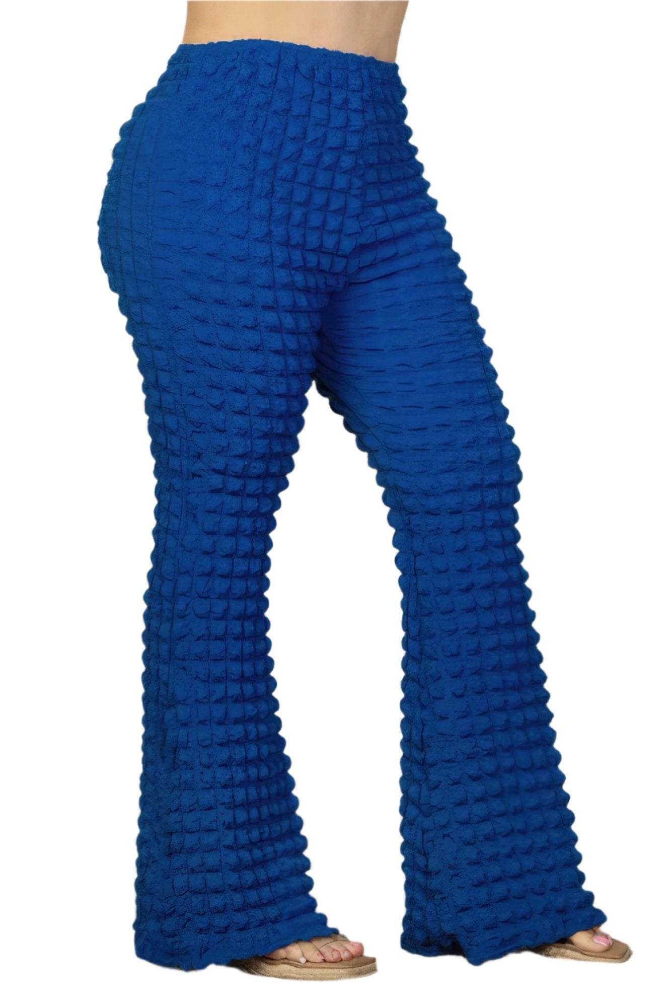 Plus Size Bubble Fabric Flare Pants - VacationGrabs