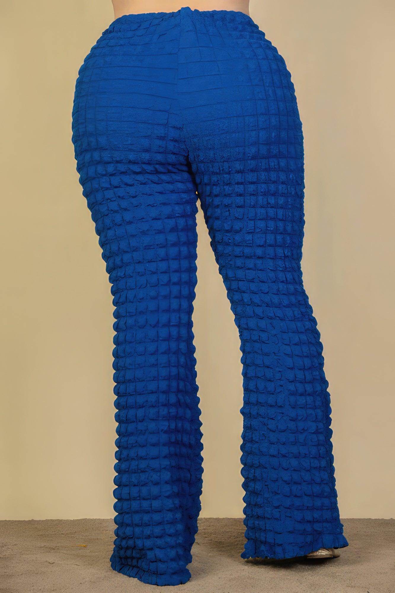 Plus Size Bubble Fabric Flare Pants - VacationGrabs
