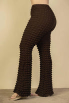 Plus Size Bubble Fabric Flare Pants - VacationGrabs