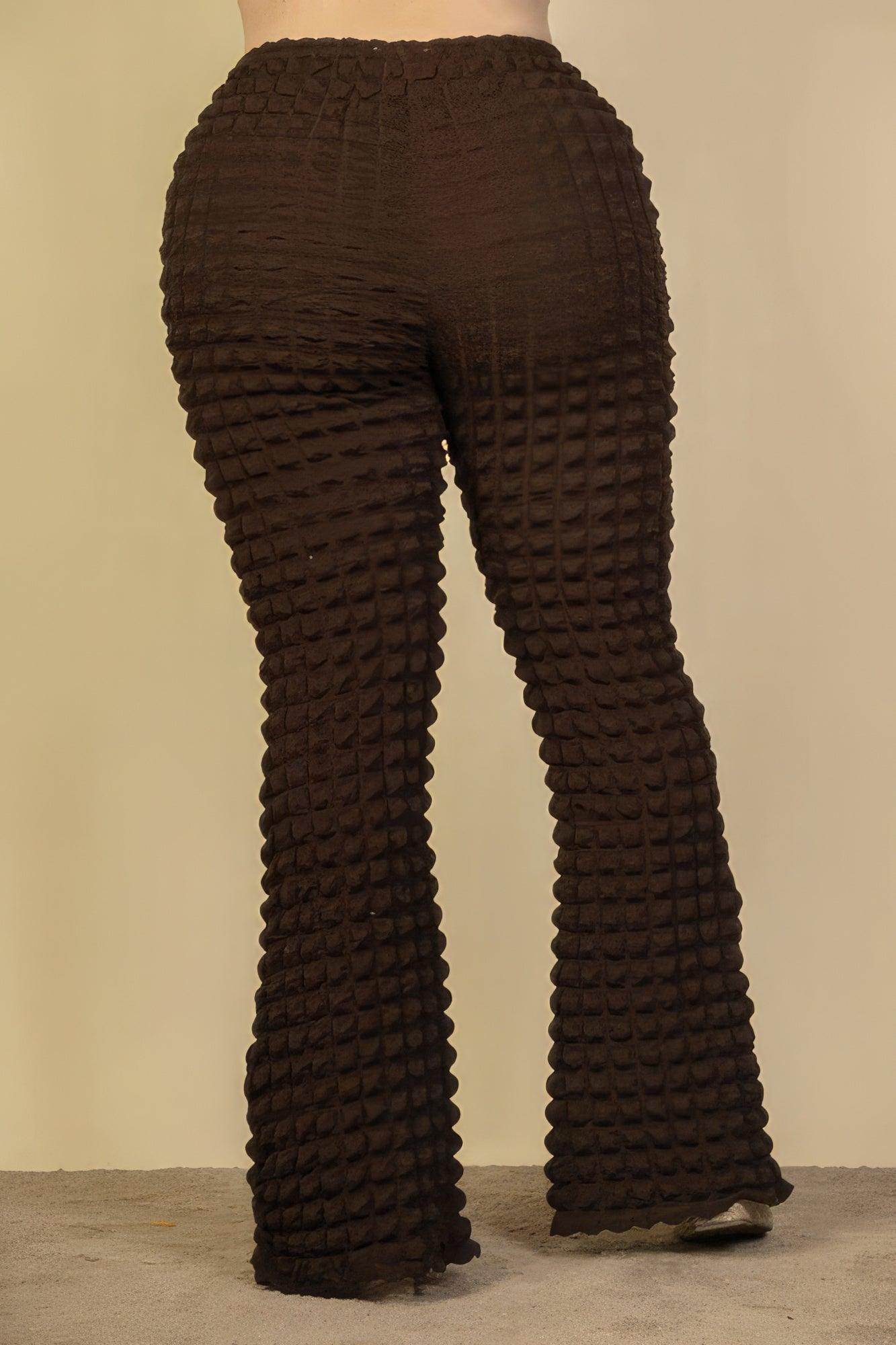 Plus Size Bubble Fabric Flare Pants - VacationGrabs