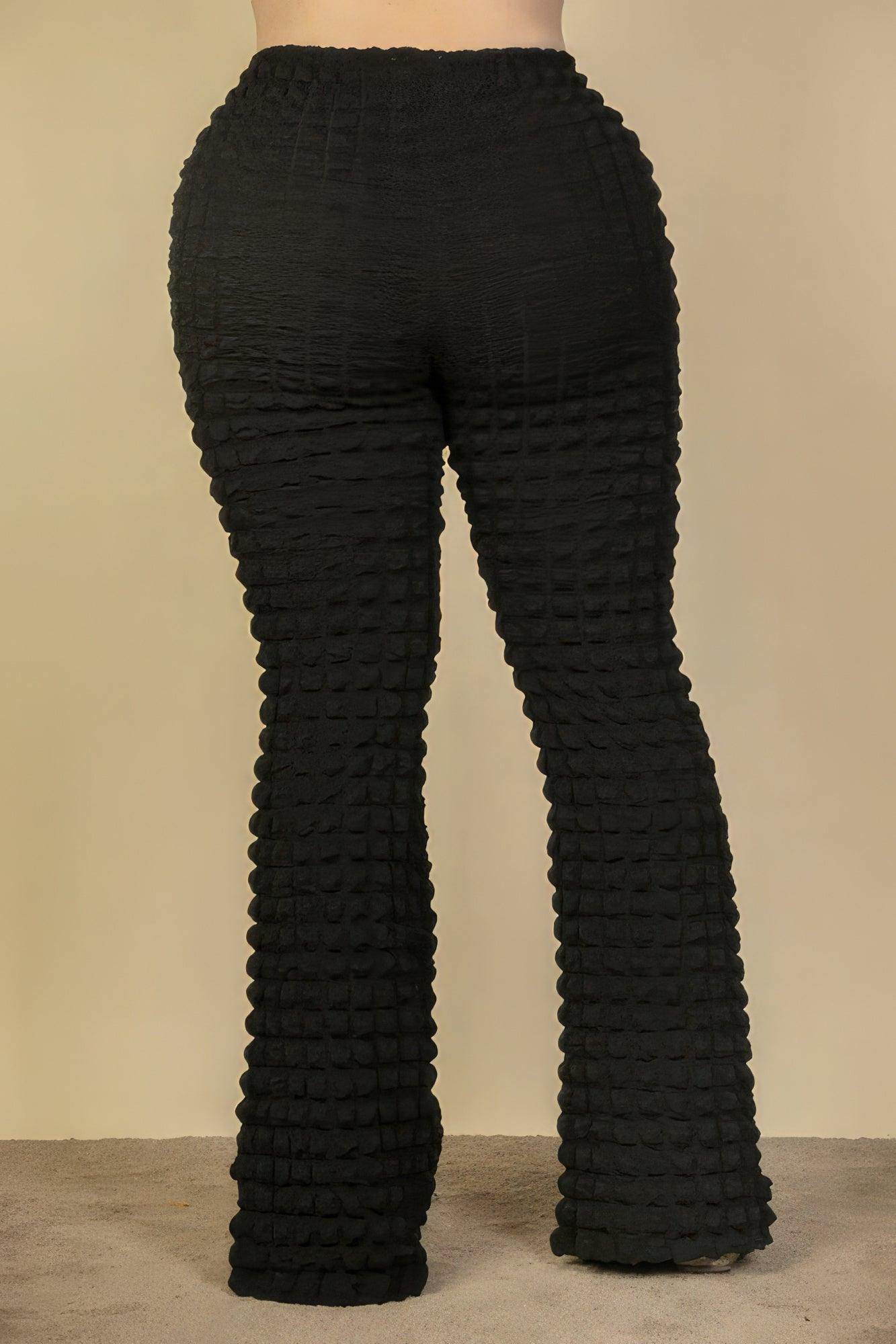 Plus Size Bubble Fabric Flare Pants - VacationGrabs
