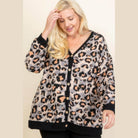 Plus Size Cozy Animal Mir Print With Brush Button Up - VacationGrabs