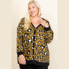 Plus Size Cozy Animal Mir Print With Brush Button Up - VacationGrabs