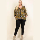 Plus Size Cozy Animal Mir Print With Brush Button Up - VacationGrabs