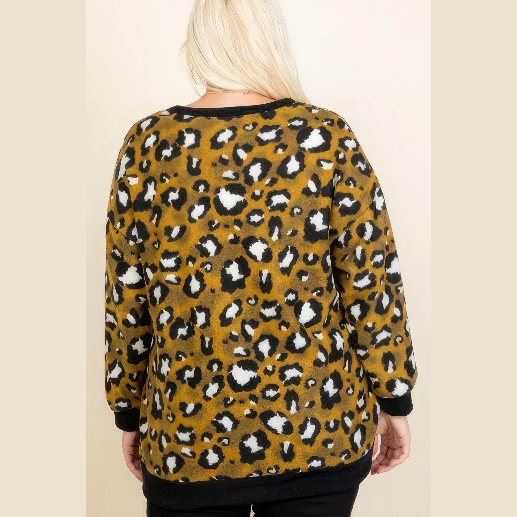 Plus Size Cozy Animal Mir Print With Brush Button Up - VacationGrabs