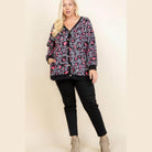Plus Size Cozy Animal Mir Print With Brush Button Up - VacationGrabs