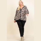 Plus Size Cozy Animal Mir Print With Brush Button Up - VacationGrabs
