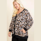 Plus Size Cozy Animal Mir Print With Brush Button Up - VacationGrabs