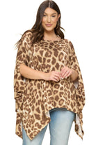 Animal Printed Rayon Span Poncho - VacationGrabs