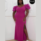 Mesh Tulle Shoulder Plus Size Maxi Dress - VacationGrabs
