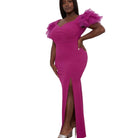 Mesh Tulle Shoulder Plus Size Maxi Dress - VacationGrabs