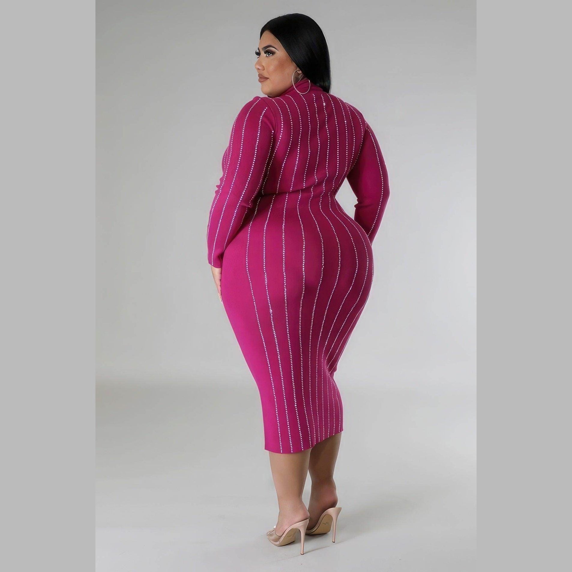 Turtle Neck Stretch Dress - VacationGrabs