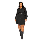 Satin Effect Belted Jacket Dress - VacationGrabs