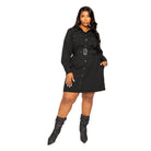 Satin Effect Belted Jacket Dress - VacationGrabs