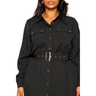 Satin Effect Belted Jacket Dress - VacationGrabs