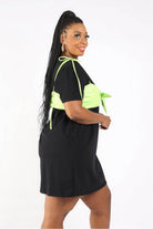 Matte Pu Bra Overlay T Shirt Dress - VacationGrabs