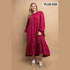 Plaid Button Down Hi - Low Hem Maxi Dress - VacationGrabs
