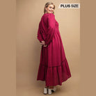 Plaid Button Down Hi - Low Hem Maxi Dress - VacationGrabs