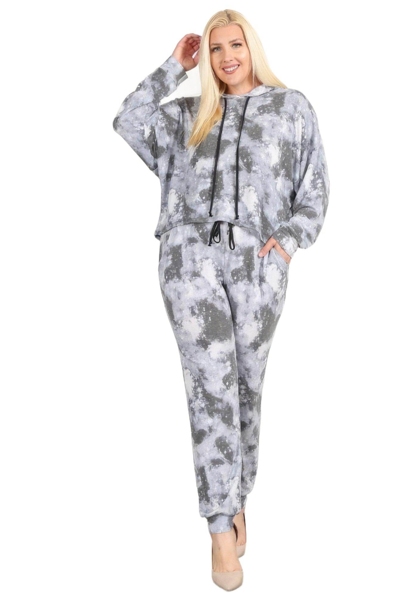 Tie Dye Print Pullover Hoodie And Sweatpants - VacationGrabs
