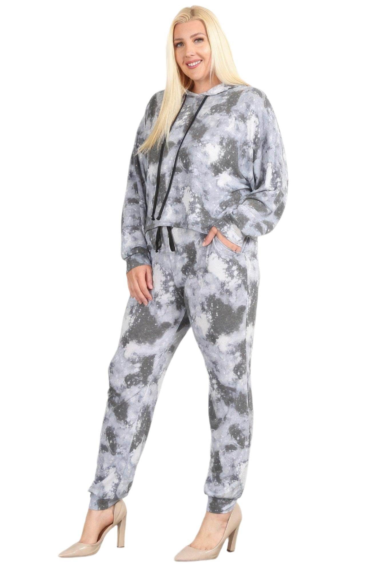Tie Dye Print Pullover Hoodie And Sweatpants - VacationGrabs