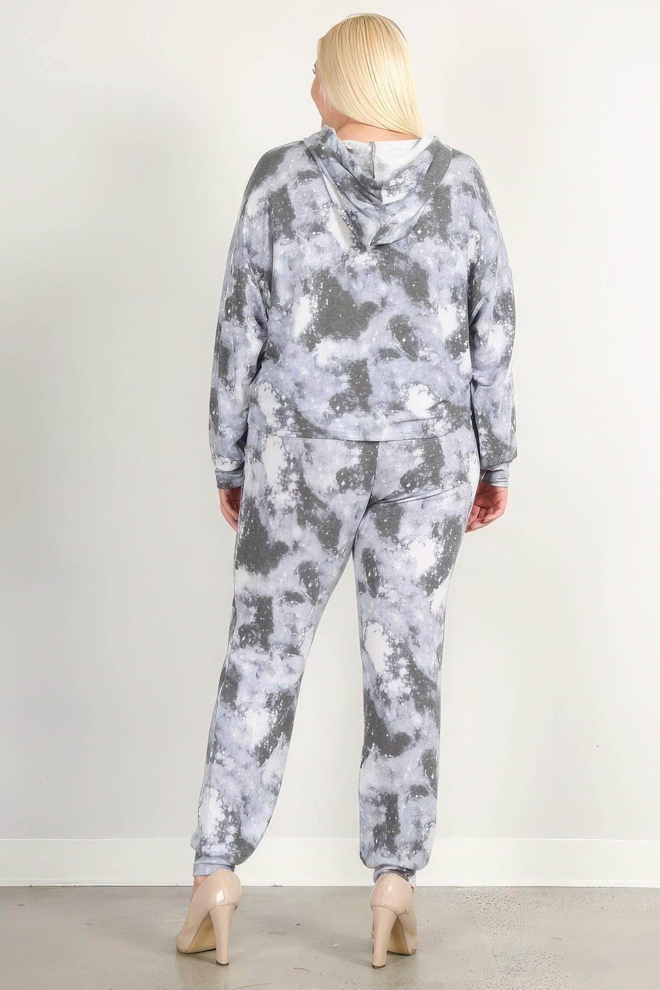 Tie Dye Print Pullover Hoodie And Sweatpants - VacationGrabs