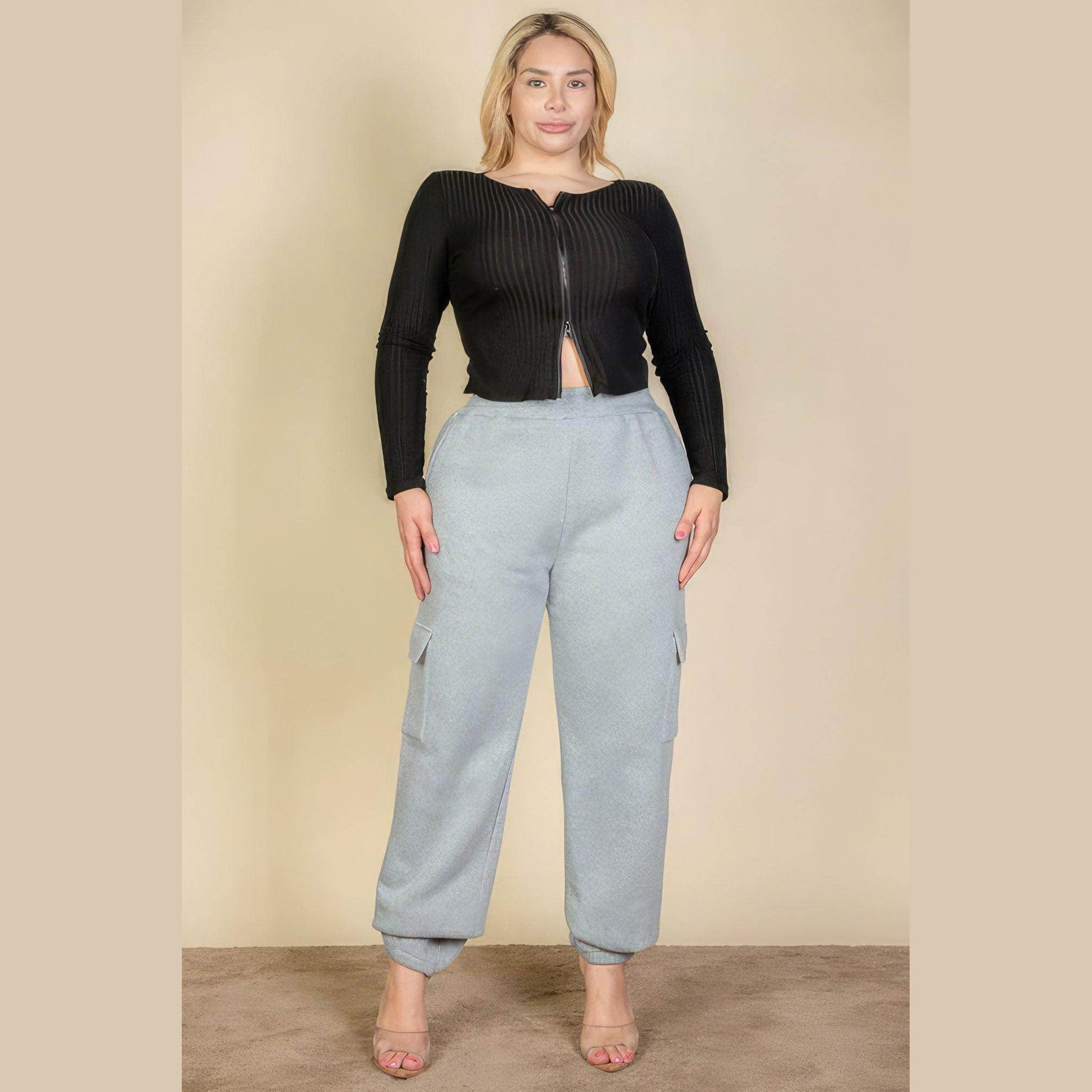 Plus Size Side Pocket Drawstring Waist Sweatpants - VacationGrabs