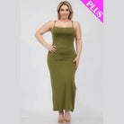 Plus Size Crisscross Back Split Thigh Maxi Dress - VacationGrabs
