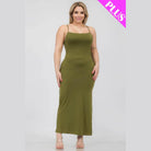 Plus Size Crisscross Back Split Thigh Maxi Dress - VacationGrabs