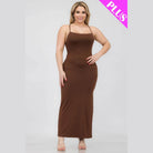 Plus Size Crisscross Back Split Thigh Maxi Dress - VacationGrabs