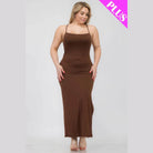 Plus Size Crisscross Back Split Thigh Maxi Dress - VacationGrabs