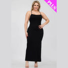 Plus Size Crisscross Back Split Thigh Maxi Dress - VacationGrabs