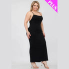 Plus Size Crisscross Back Split Thigh Maxi Dress - VacationGrabs