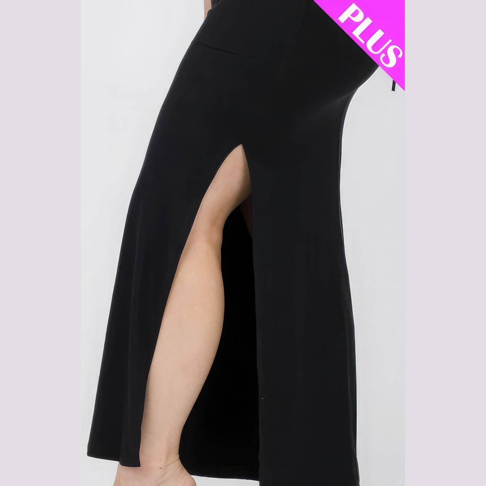 Plus Size Crisscross Back Split Thigh Maxi Dress - VacationGrabs