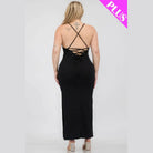 Plus Size Crisscross Back Split Thigh Maxi Dress - VacationGrabs