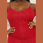 Red Rhinestone Body Plus Size Mini Dress - VacationGrabs