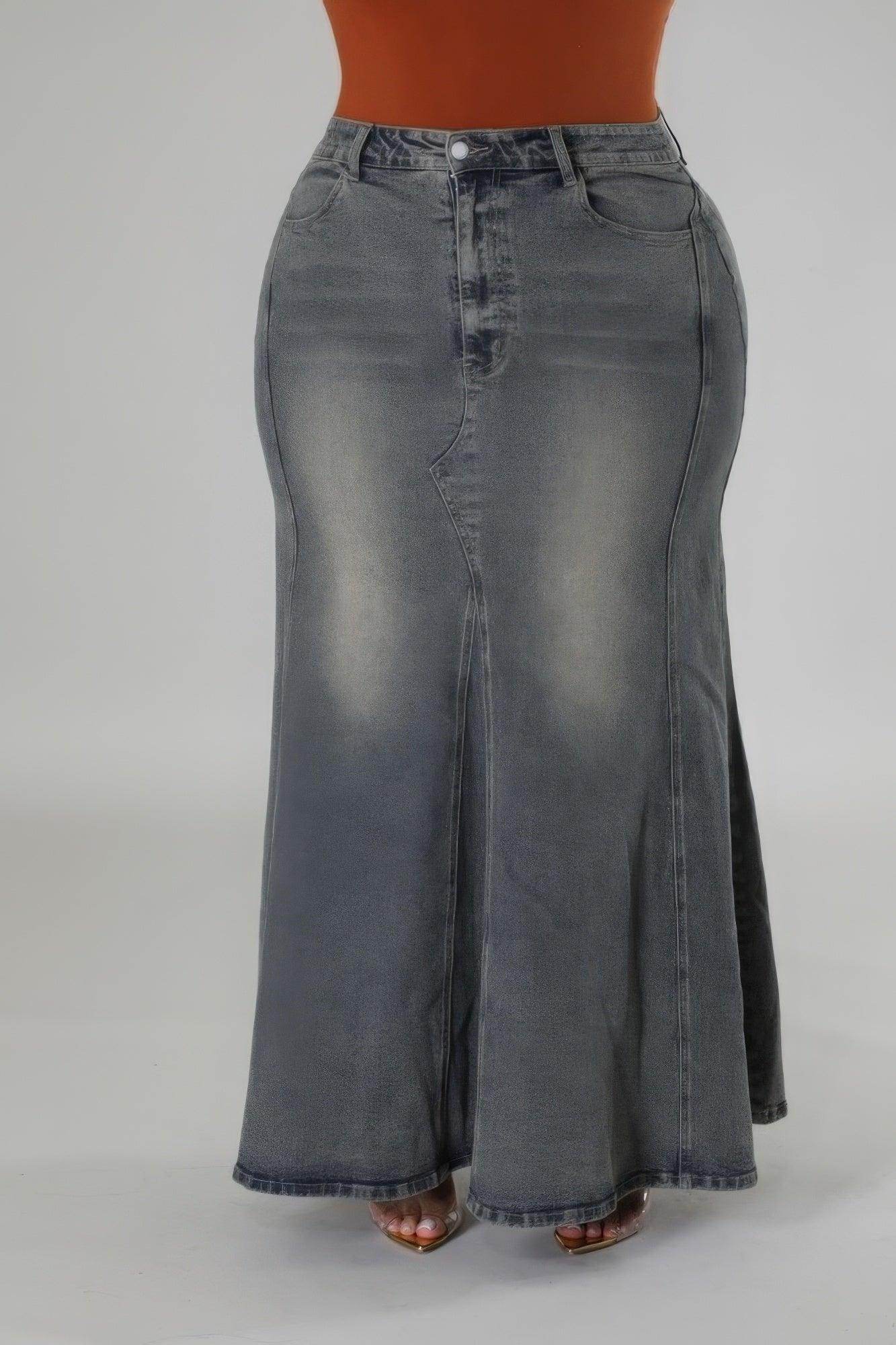 Women's Skirts High-waisted Stretch Long Denim Skirt