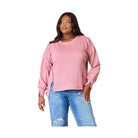 Culture Code Full Size Round Neck Exposed Seam Slit Top - VacationGrabs