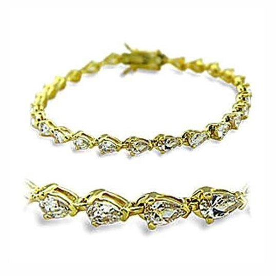 AAA cubic zirconia gold bracelet with pear-shaped stones for elegant women's jewelry