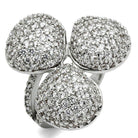 Stunning AAA grade crystal statement ring with a unique three-petal design, perfect for elegant occasions.