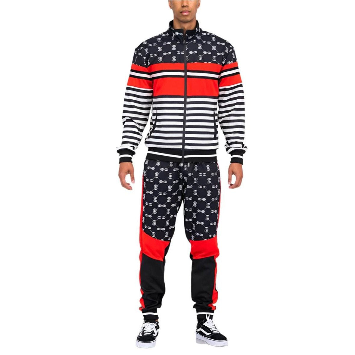 Men's 2PC Track Sets featuring a stylish activewear jacket and pants in striped and patterned design