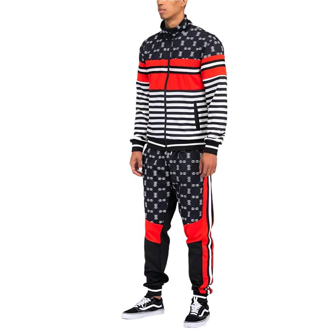 Men's 2PC Track Sets featuring a stylish activewear jacket and pants in bold stripes