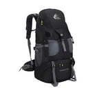 Black 50 liter hiking backpack from VacationGrabs with multiple compartments and adjustable straps