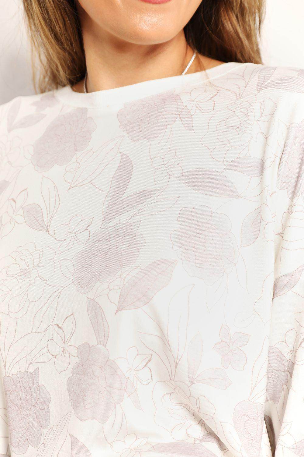 Double Take Floral Long Sleeve Top and Shorts Loungewear - VacationGrabs