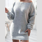 Trendsi Women's Balloon Sleeve Dress in Gray with Soft Knitted Fabric for a Comfortable Fit