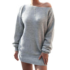 Trendsi Women's Balloon Sleeve Dress in Gray Knit for a Stylish and Cozy Look