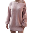 Trendsi Women's Balloon Sleeve Dress in Soft Pink with a Cozy Knit Texture