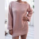 Trendsi women's oversized balloon sleeve dress in soft pink with a cozy knit texture