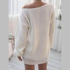 Trendsi Women's Balloon Sleeve Dress in Off-White with Soft Knit Fabric and Relaxed Fit