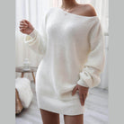 Trendsi Women's Balloon Sleeve Dress in Soft White Knit for Stylish Casual Wear