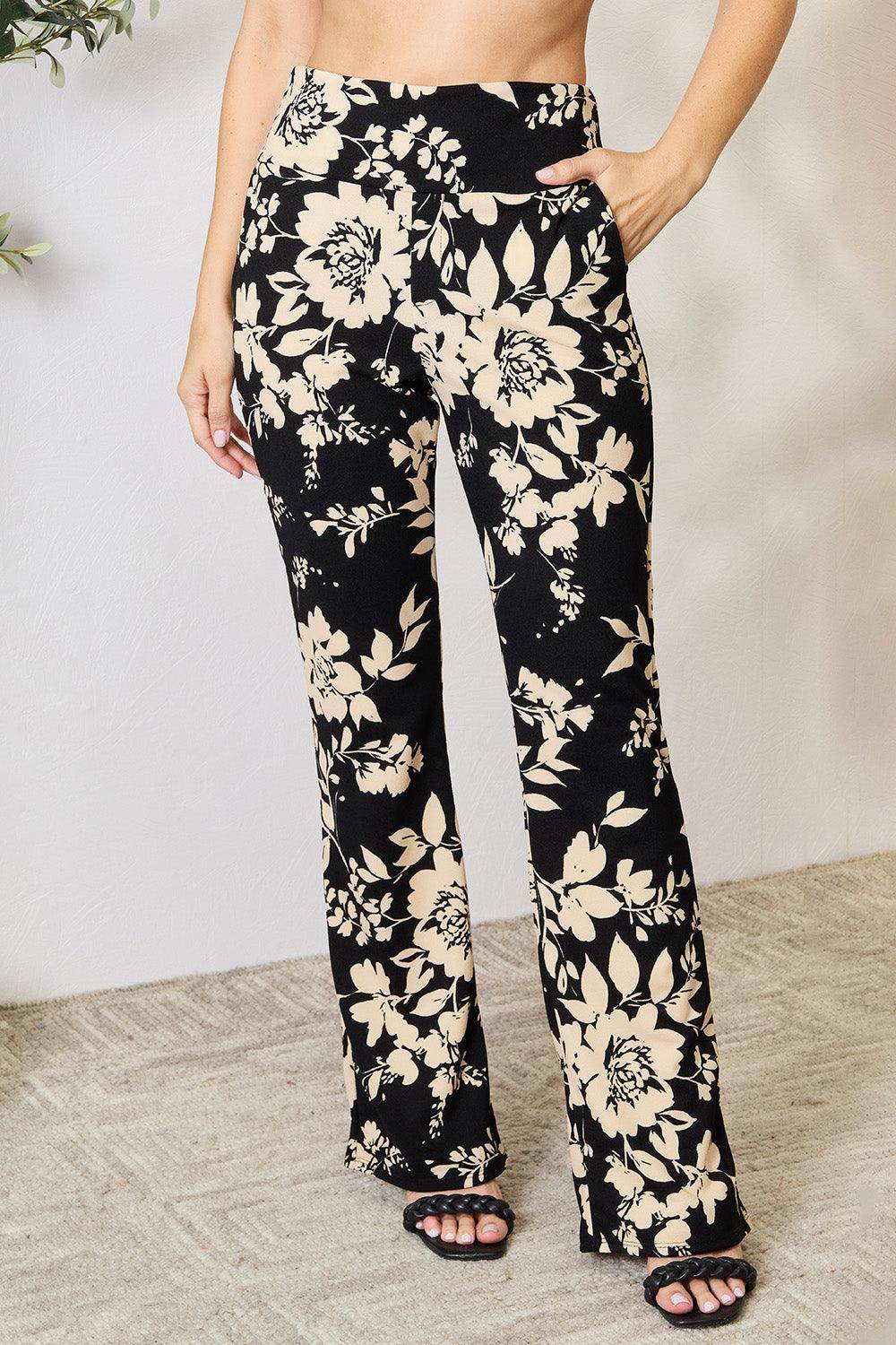 Heimish Full Size High Waist Floral Flare Pants - VacationGrabs